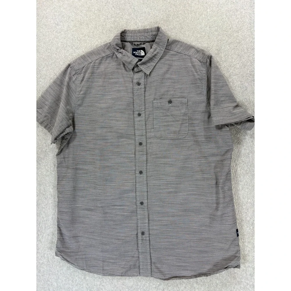 The North Face 100% Cotton Short Sleeve Button Down Shirt (Men's XL) Blue